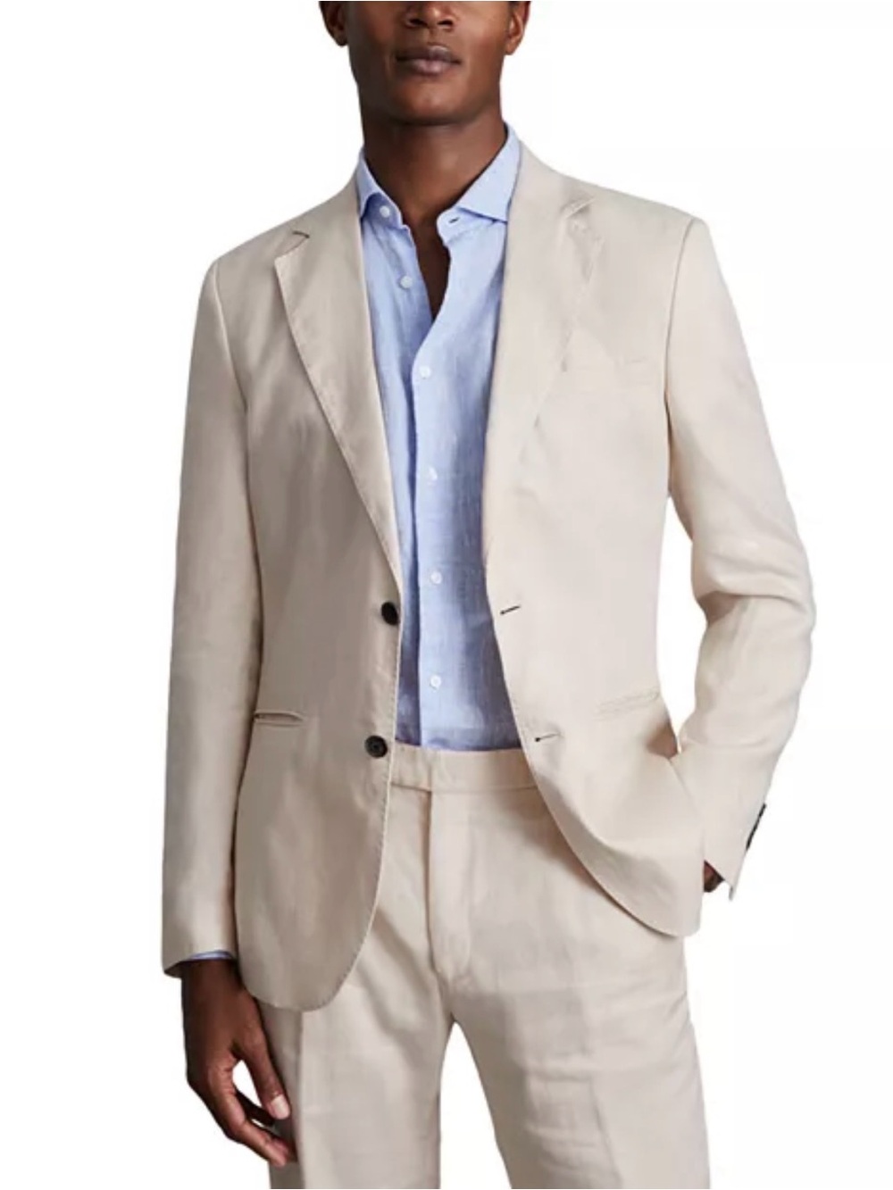 REISS Men’s Tan Beige Kin Linen Slim Fit Suit Jacket Size 40R